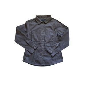 Knoss 360 Performance Womens S Gray‎ Button Up Shirt Long Sleeve Work Casual